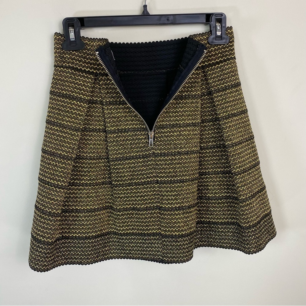 Ina Vintage Black and Gold Bandage Flare Mini Skirt Size Medium - Picture 9 of 10